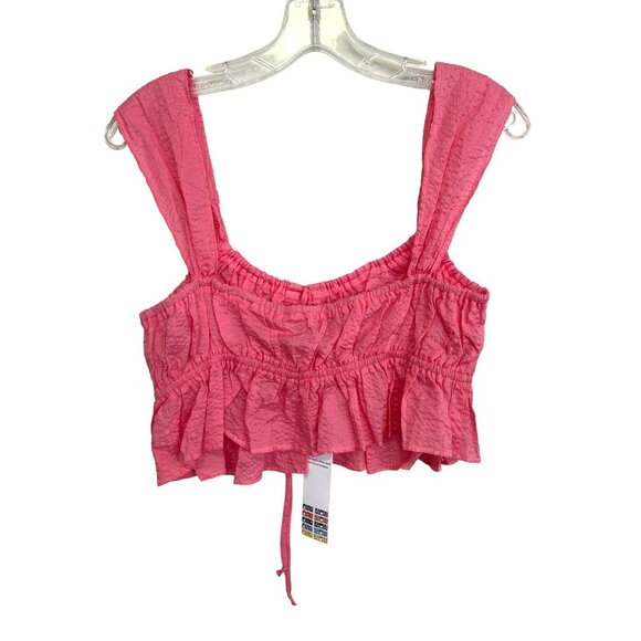 Ciao Lucia $245 Cinetta Melon Pink Seersucker Crop Top Size Small NWT - Picture 5 of 7